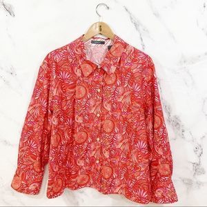 Lands' End 22W Paisley Button Down 22W